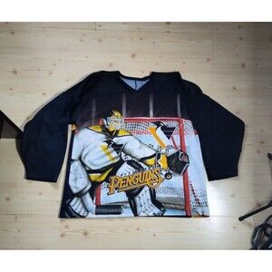 Vintage 90s NHL CCM Pittsburgh Penguins AOP All Over Print Hockey Jersey Sz L/XL
